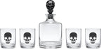 Oneida Barware, 5-Piece Skeleton Whiskey Set, 4 Drinking Glasses & 1 Decanter, Dishwasher Safe, Halloween Decor Indoor, Halloween Table Decorations for Party, Skeleton Themed (4 Glasses, 1 Decanter)