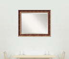 Amanti Art Bronze Wall Mirror 27x33 Manhattan Bronze Rectangle Bathroom Mirror for Wall Decor Living Room, Large Traditional Wood Frame, Hangs Horizonally and Vertically, Bathroom Decor, Beveled Edge