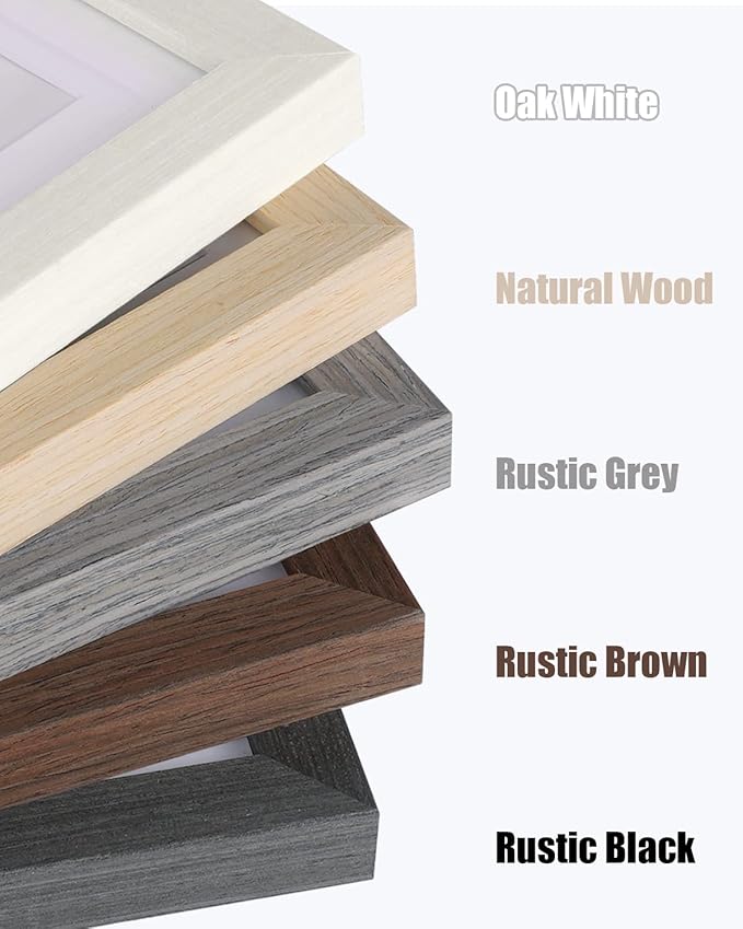 Egofine 8x10 Picture Frames Set of 4, Made of Solid Wood Covered by Plexiglass 4x6 and 5x7 with Mat or 8x10 without Mat, for Table Top Display and Wall Mounting Photo Frame Oak Wood