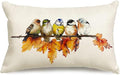 RABUSOFA Fall Pillow Covers 12x20 Inch Bird Autumn Decorations for Home Outdoor Thanksgiving Decor Maple Leaf Decorative Lumbar Throw Pillow Cases Farmhouse for Couch Sofa