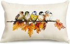 RABUSOFA Fall Pillow Covers 12x20 Inch Bird Autumn Decorations for Home Outdoor Thanksgiving Decor Maple Leaf Decorative Lumbar Throw Pillow Cases Farmhouse for Couch Sofa