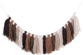 MECCANIXITY Bohemian Yarn Tassel Garland with Wood Beads,3.9Ft Brown Terracotta Fall Wall Hanging Tassels Banner Western Room Decor for Bedroom Office Nursery Classroom Party Decorations