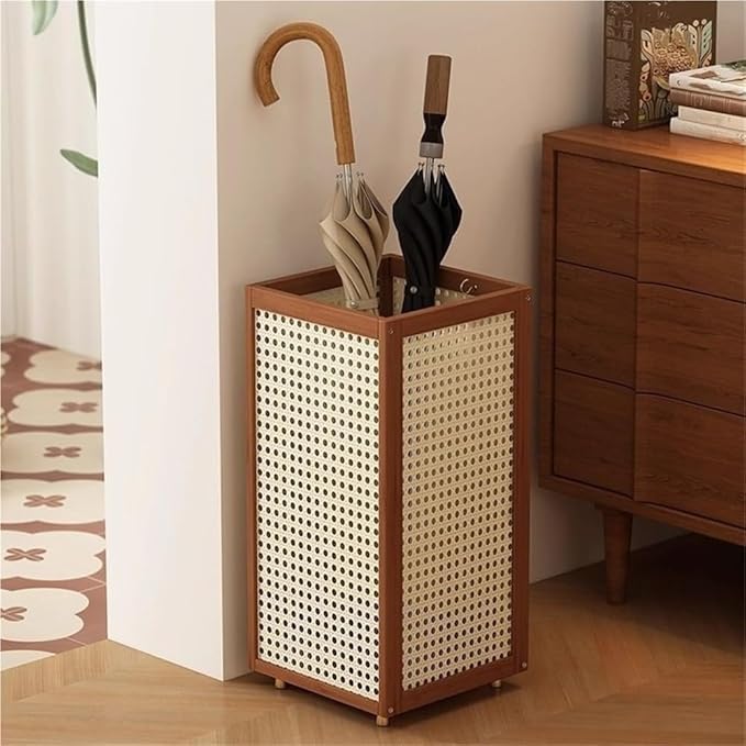 Indoor Umbrella Stand, Vertical Umbrella Storage Basket, Square Cane Holder, Suitable for Entryway, Corner or Office(Brown)