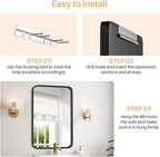 Bathroom Mirror for Wall, 30x22 Inch Rounded Rectangle Mirror, Black Metal Framed Bathroom Vanity Mirror for Restroom Farmhouse, Anti-Rust, Tempered Glass, Horizontally or Vertically Hanging