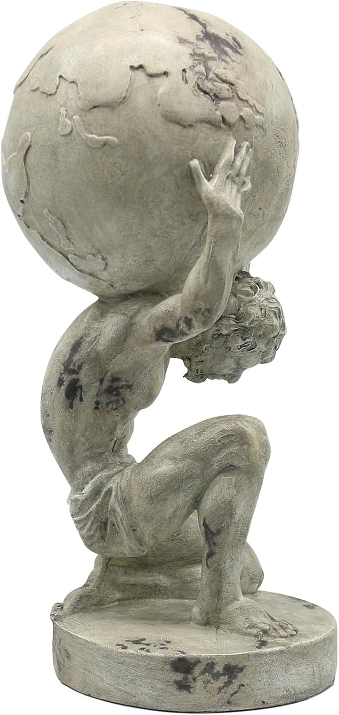 Lukitas Atlas Holding Up World Statue and Sculpture, Lifting The Earth Figurine Decor, Creative Ornament for Home Office Living Room, Resin 11.5''