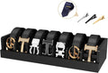 Belt Storage Organizer Box - 7 Grids Bamboo Belt Organizer for Closet | Wooden Belt Tie Hanger Racks for Men Women Drawer | Belt Display Holder Wall Mount with 2 Pcs Tie Clip (Black)