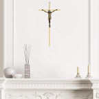 DCCXN Crucifix Wall Cross, Metal Catholic Hanging Cross Wall Decor - 10 Inch, Shiny Gold