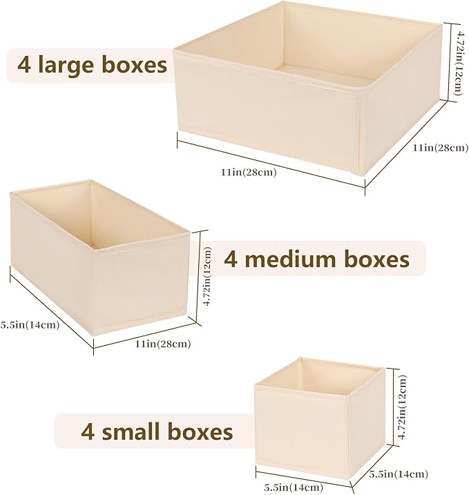 Drawer Organizer Clothes, 16 Pack Dresser Organizer Bins, Foldable Closet Organizers and Storage Fabric Dresser Bins, Shallow Drawer Dividers for Clothing, Underwears, Socks, Tie