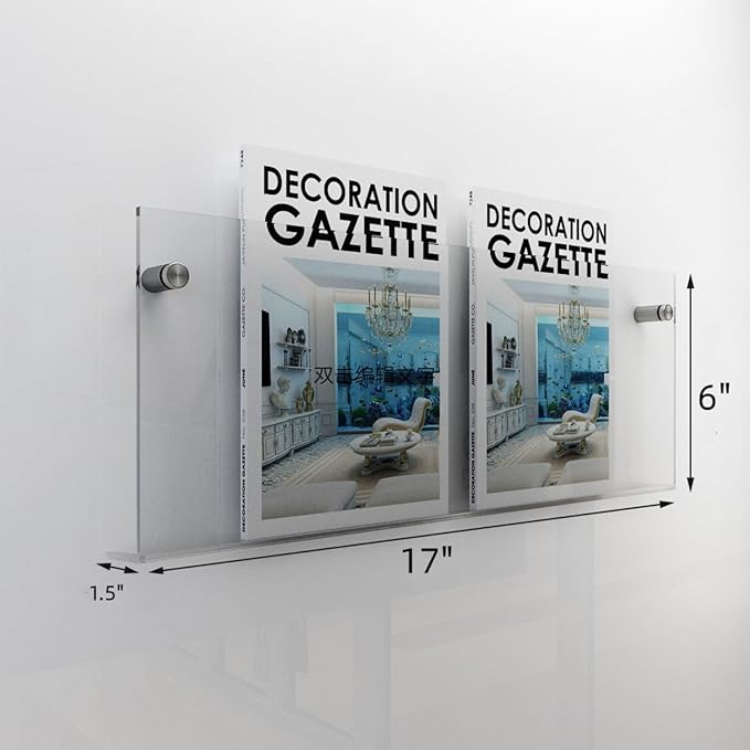 ROYALITA 2-Pack Acrylic Magazine Holder Vinyl Records Holder, Display Floating Nursery Bookshelves Wall Decor Hanging Magazine Holder for Waiting Room, Living Room