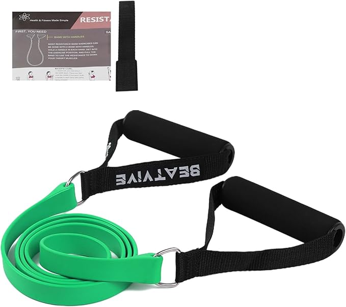 Exercise Bands with Handles, Resistance Bands with Handles, Ideal for Physical Therapy, Strength Training, Muscle Toning - Door Anchor and Starter Guide Included
