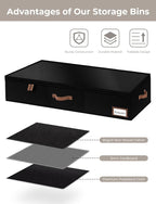 StorageWorks Large Under Bed Storage Containers with Handles and Label Holder, 2 Pack Ultra-thick Fabric Underbed Bins, Closet Organizer for Clothes, Blankets, Sweater