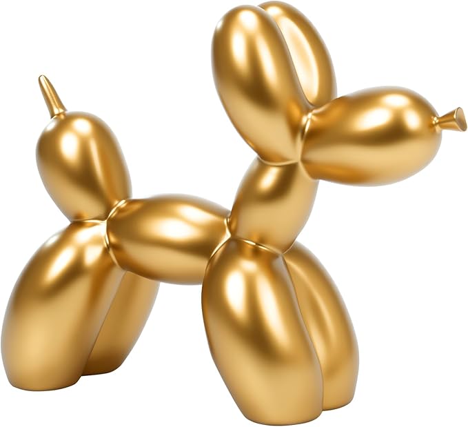 Resin Balloon Dog Sculpture - Collectible Figurines Decor for Home | Office Desktop Resin Decors Balloon Dog Decor (Gold)