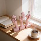 3 Pcs Thinker Small Statue Set - Pink Art Abstract Home Accent Figurines for Decor Woman Apartment Bookshelf Floating Shelf Coffee Table Office Desk Bathroom Counter Decor (3 Pcs Pink, 6")