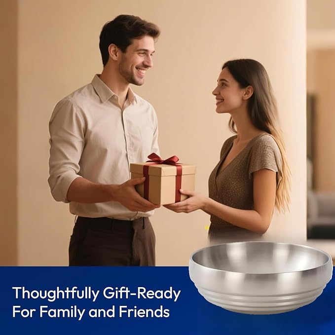 7.4" Silver Decorative Antique Bowl,Key Bowl for Entryway Table,Stainless Steel Fruit Bowl for Kitchen Counter,Modern Stylish Metal Centerpiece Bowl for Home,Dining Table,Shoe rack Decor (Silver)
