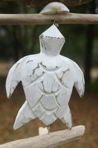 Natural Driftwood Beach Mobile, Coastal Wood Sea Turtle Fish - Beach Gems - 6 mobiles
