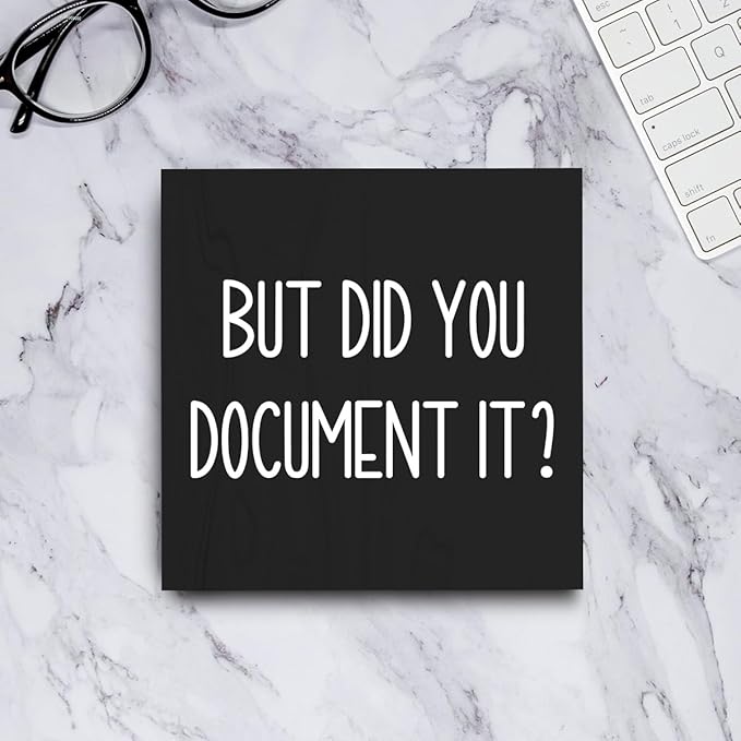 mmiishe But Did You Document It Wooden Box Sign Decorative Funny Office Wood Box Sign Home Office Decor Rustic Farmhouse Square Desk Decor Sign for Shelf 6 x 6 Inches black.