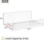 upsimples 6 Pack 6x4 Inches Acrylic Small Shelves, Floating Shelves for Wall, Display Shelf Organizer for Plants, Speaker, Radio, Toys, Clear