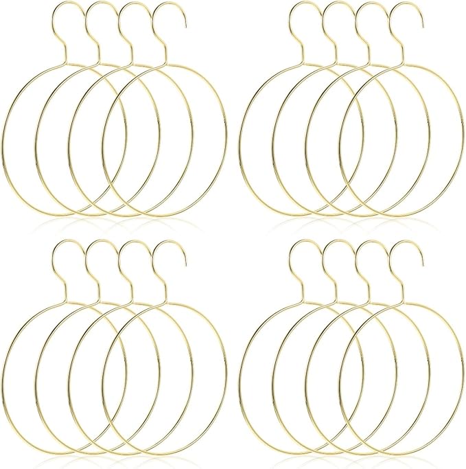 16 Pcs Metal Circle Hanger, Belt Scarf Ring Hanger, No Snag Closet Storage Organizer Holder for Mens Ties, Womens Shawls, Pashminas, Towel, Clothes