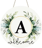 Monogram Letter A Wreaths for Front Door Wreath Wooden Welcome Sign for Front Door Decor Floral Family Last Name Initial House Warming Spring Summer Porch Rustic Wall Home Kitchen Boho Decorations