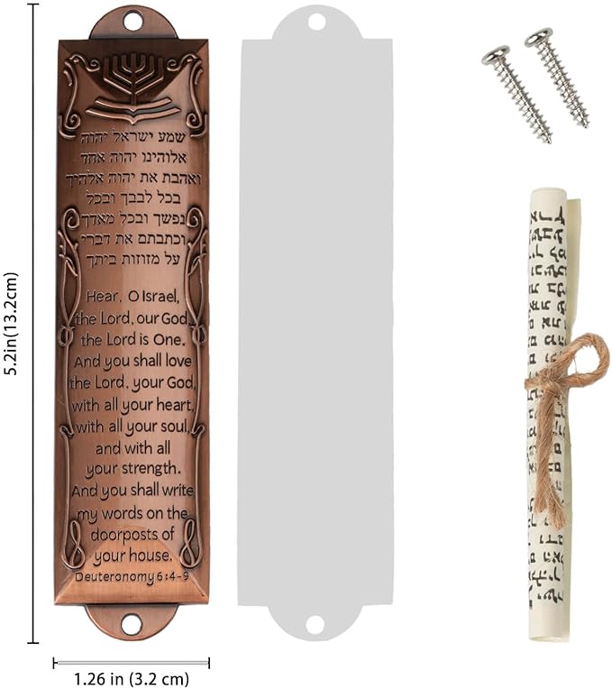 Mezuzah Set of 3 Jewish Door Mezuzah with English/Hebrew House Blessing, Metal Cases with Non-Kosher Scrolls, Gold, Silver, Bronze