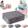 Space Saving Self Compression Organizer, 2025 New Ultra Space Saving Self Compression Organizer, Heavy Duty Moving Bags, Storage Tote for Space Saving (Gray, Large)