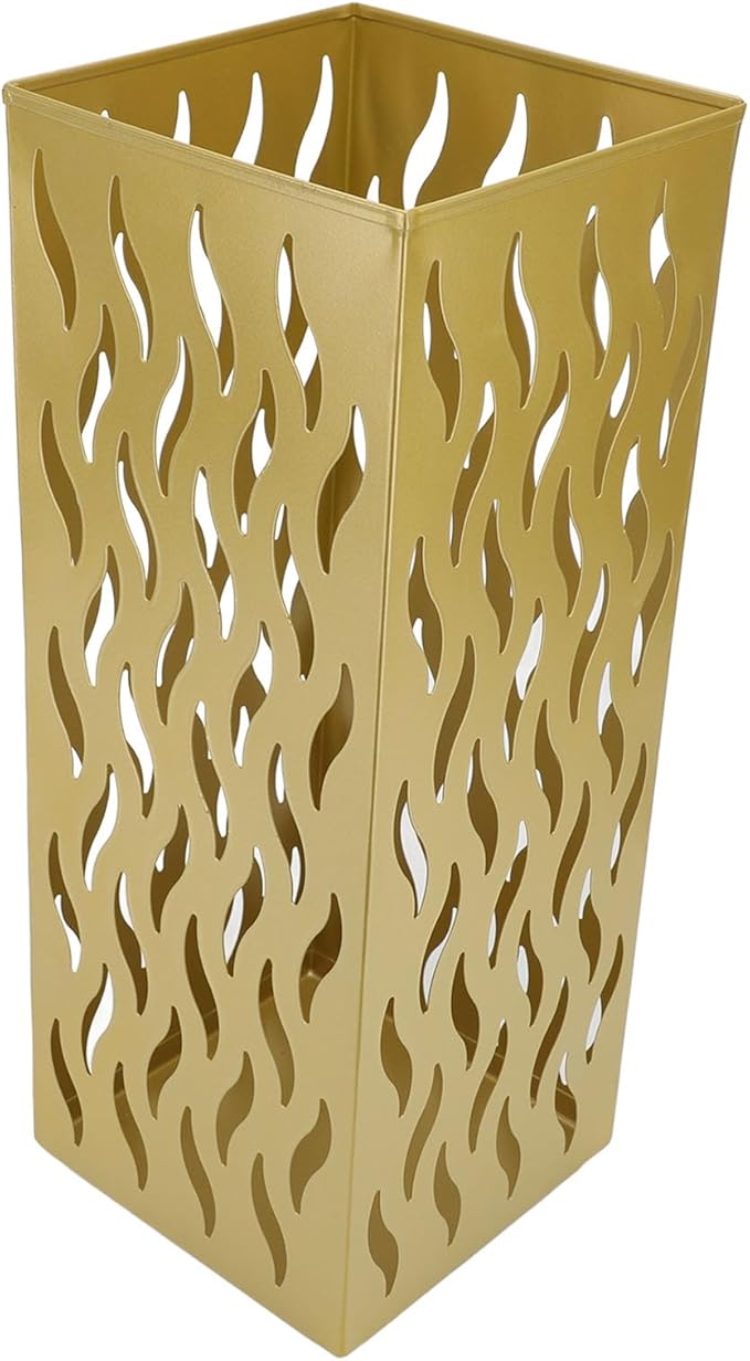 Metal Umbrella Holder, Square Umbrella Stand Rack for Entryway, 6.3" x 6.3" x 16.5" (Gold)