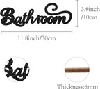 CREATCABIN Word Cutout Sign Bathroom Laser Cut Wood Letter Sign Wall Decor Unfinished Wooden Signs Wall Art Basswood Hanging Sculpture Decor for Crafts DIY Farmhouse Door Black 11.8x3.9Inch