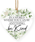 Mtrgdn Inspirational Gifts for Women,Be Kind Wooden Heart Hanging Ornament, Motivational Gifts,in A World Where You Can Be Anything Be Kind 685