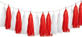 20Pcs Red and White Paper Tassel Garland,Tissue Tassel Banner for Baby Shower Wedding Valentine's Day Engagement Birthday Party Decorations