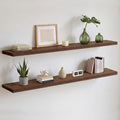 Homeforia Classic Walnut 60 inch Floating Shelf, High End Solid Real Wood Small 60inch Floating Shelves for Wall Mounted, 60in Floating Shelves, Heavy Duty Bracket, 60 X 6.5 X 1.75 inches, Set of 2
