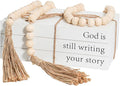 Decorative Books for Home Decor, Wooden Faux Book for Decoration, Farmhouse Stacked Display Books (God is still writing your story)