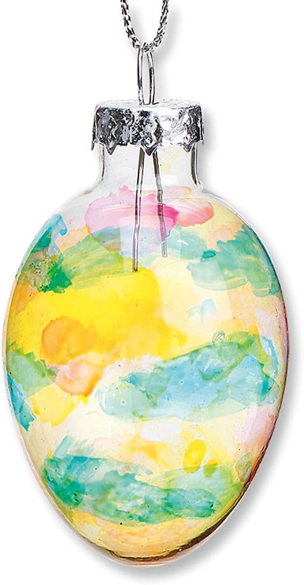 Lillian Vernon Stained Glass Egg Blown Glass Easter Ornaments - Handcrafted Hanging Tree Decorations, Stained Glass Easter Egg Holiday & Party Decor, 2 in, Assorted, 12-Piece Set
