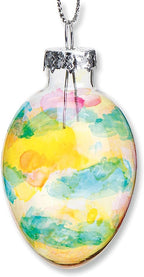 Lillian Vernon Stained Glass Egg Blown Glass Easter Ornaments - Handcrafted Hanging Tree Decorations, Stained Glass Easter Egg Holiday & Party Decor, 2 in, Assorted, 12-Piece Set