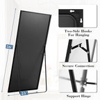 DUMOS 64"x21" Full Length Mirror with Stand, Floor Standing Aluminum Frame, ShatterProof Nano Glass for Bedroom, Living Room, Cloakroom Modern Simple Home Decor, Can Be Hanging, Leaning or Wall, Black