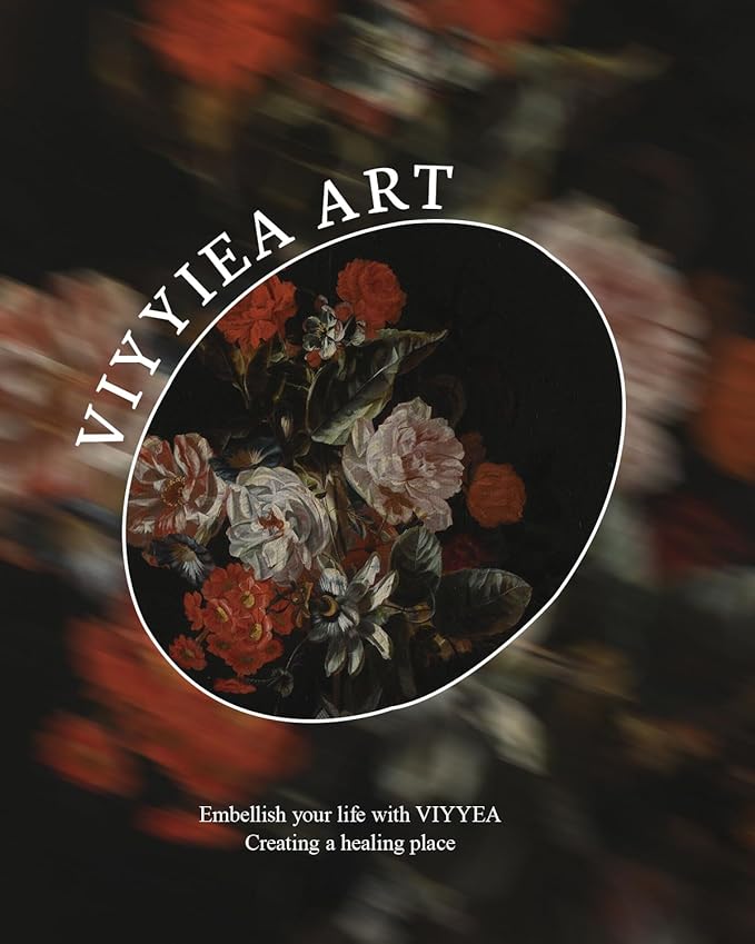 VIYYIEA Vintage Gold Framed Wall Art for Living Room, Flowers Canvas Prints Home Decor, Oil Painting Picture, Bedroom Wall Decor Gifts for Friends or Family -【Cotton Rose】-(16L x 12W)