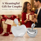 White Silver Mini Hugging Couple Statue Ceramic Lover Figurine Home Decor is a Romantic Gift for Her on Wedding Anniversary and Valentines, TV Stand Decoration Knick Knacks for Shelves (White Silver)