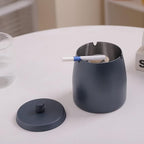 Extra Large Ashtray with Lid for Cigarette, Stainless Steel Smokeless Odorless Windproof Ash tray for Home Office Tabletop Outside Patio Outdoor Balcony(4.72''x3.93''x4.33'')
