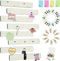 Vuzvuv 8 pcs Bulletin Board Bar Strips with 50 Pushpins & 10 Wooden Clip pins，Self Adhesive Cork Board for Wall，Felt Pin Board for School，Office Decor(Cream White)