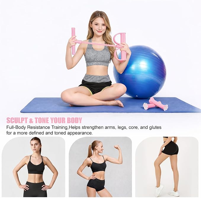 8-Tube Pedal Resistance Band with Handles, Multifunctional Pedal Resistance Band Made of Natural Rubber, Fashion Puller Exercise Equipment for Full Body Strength, Toning & Stretching