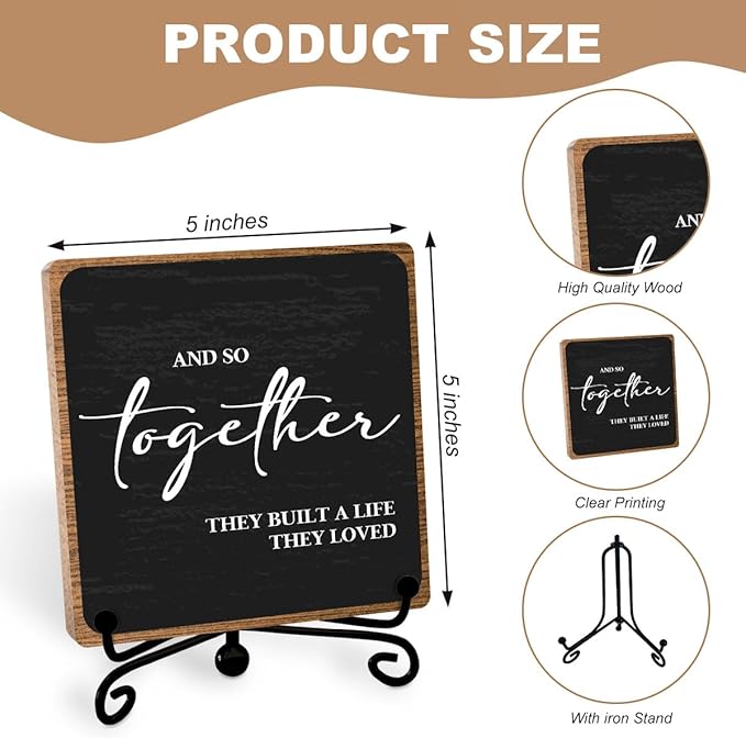 Home Wooden Decor Sign, Farmhouse Plaque with Stand, Warmth Housewarming Gifts for Women Men Family, Table Desk Cubicles Accessories for Living Room Bedroom Home Decorations