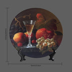 Wine Decorative Plate Stand, 6 Inch, Fruits and Wine Round Display Plate, Hanging Decorative Plate with Display Stand, for Home Kitchen Bedroom Decorative Ornaments