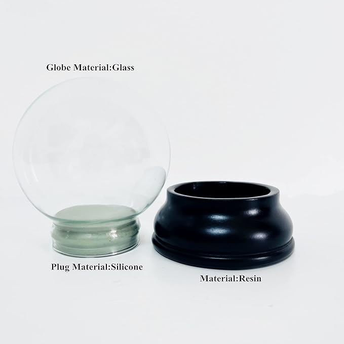 Clear DIY Empty Snow Globe kit Glass Water Globe Jar with Resin Base (80MM)