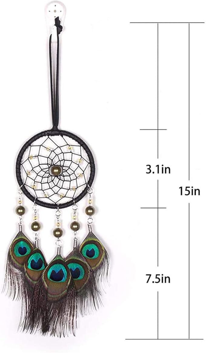 Dream Catchers for Cars Rear View Mirror, Small Feather Dream Catcher Wall Hanging Car Deco Car Charm Ornament (3.1Brown)