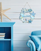 Putuo Decor Beach Wreaths - Ocean Welcome Sign, Wood Material, Summer Beach Decor for Front Door, Sea Turtle Design