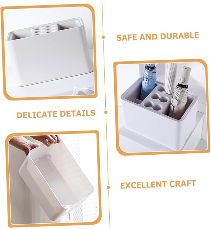 Indoor Umbrella Stand with Removable Drip Tray Compact Storage Rack for Entryway for Home Office and Hotel Use Holds and Folding Umbrellas Pearl White