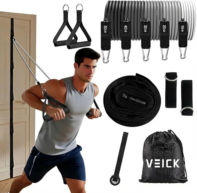 VEICK Resistance Bands, Exercise Bands, Workout Bands, Resistance Bands for Working Out with Handles for Men and Women, Exercising Bands for Fitness Weights Work Out at Home