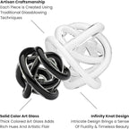 Torre & Tagus Orbit Hand Blown Glass Infinity Knot Sculpture - 3 Inch Glass Art Black Knot Decor Ball for Home Decor, Small Centerpiece Table Decoration for Home Interior (Solid Black)