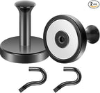 Neosmuk Magnetic Coat Hook,170lb Strong Extra Heavy Duty Magnet Hooks,Magnetic Wreath Hanger/Holder for Metal Doors,Purse,Towel,Stocking,Cruise Cabin,Black,2 Pack