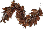 Brown Leaf Wreath, Artificial Realistic Reusable Leaf Swag Fall Porch Decorations Outdoor for Mantle Fall Decorations for Home (2-180)