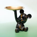 Key Holder Bowl Tray For Office Desk, Decorative Animal Bear Sculpture Home Decor Statue, Storage Tray For Entryway Table (Black & Gold)
